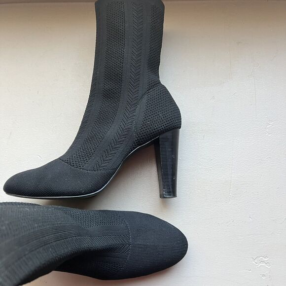 Charles by Charles David Black Stretch Knit Mid Calf Heeled Boots Women 8.5 - Picture 12 of 16